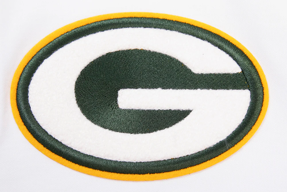 NFL GREEN BAY PACKERS CLASSIC CHENILLE DOUBLE KNIT FULL ZIP HOODIE (WHITE) - Image 6