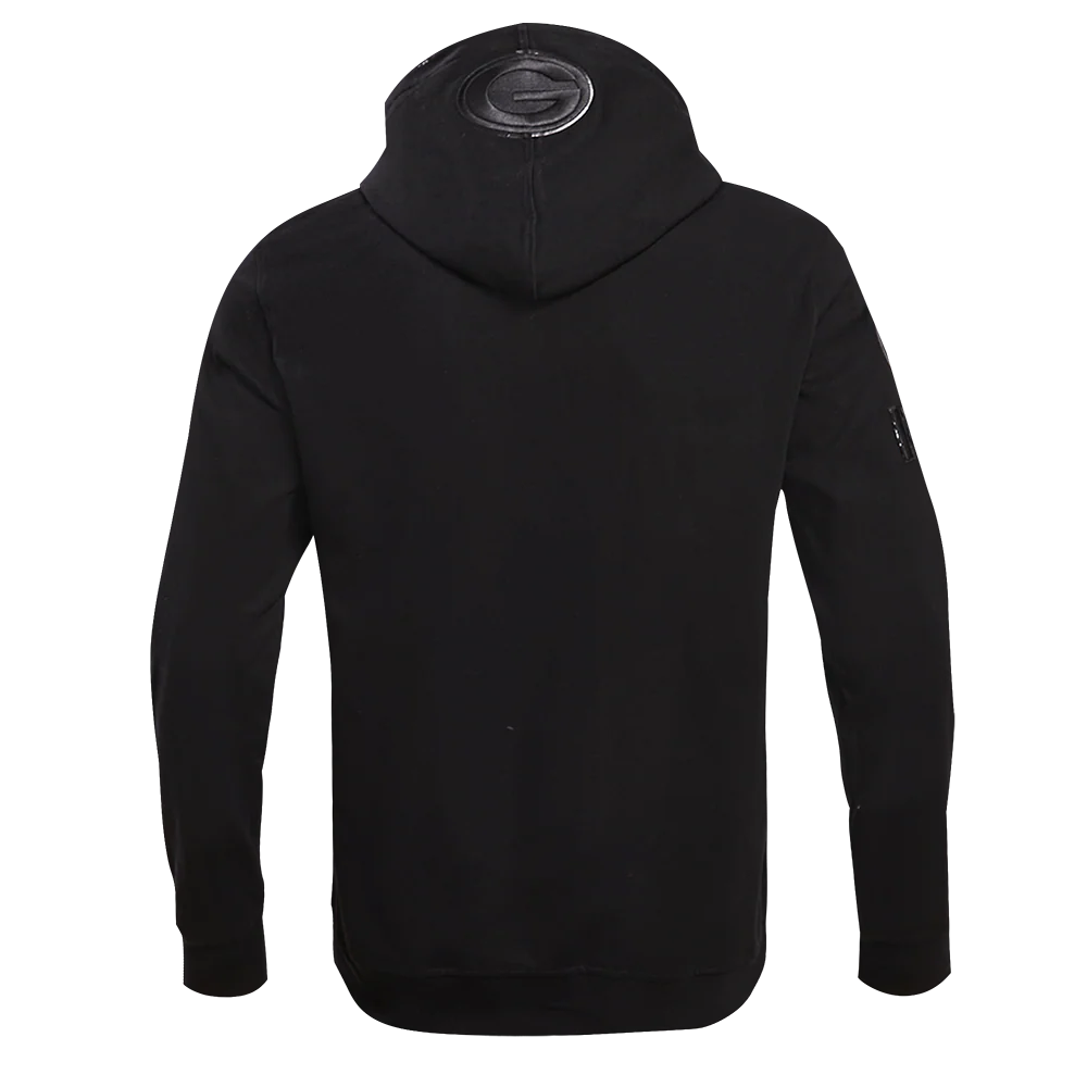 NFL GREEN BAY PACKERS TRIPLE BLACK MEN'S DOUBLE KNIT PULLOVER HOODIE (TRIPLE BLACK) - Image 12