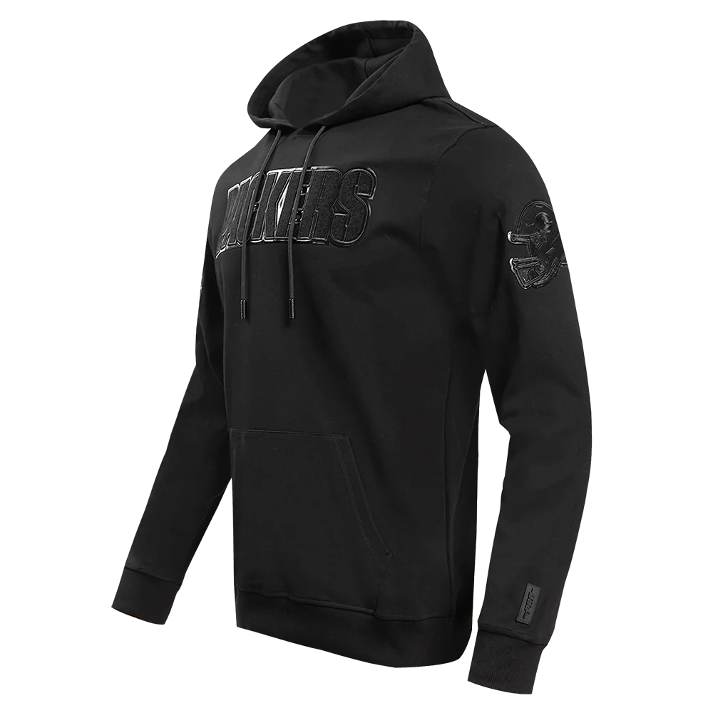 NFL GREEN BAY PACKERS TRIPLE BLACK MEN'S DOUBLE KNIT PULLOVER HOODIE (TRIPLE BLACK) - Image 2