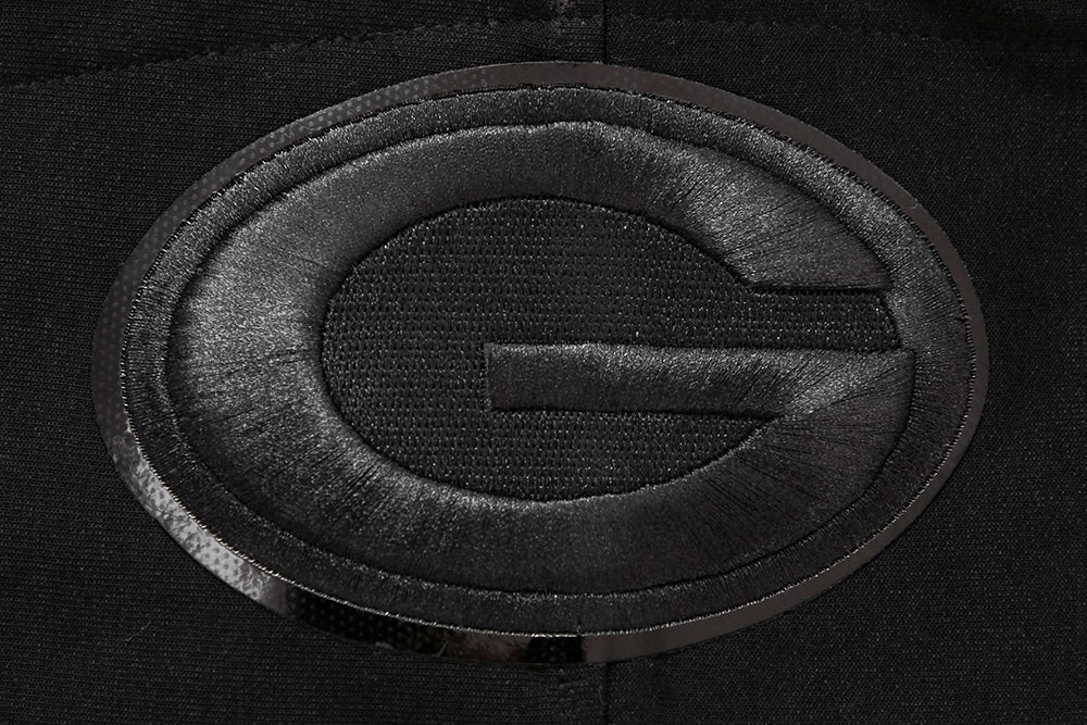NFL GREEN BAY PACKERS TRIPLE BLACK MEN'S DOUBLE KNIT PULLOVER HOODIE (TRIPLE BLACK) - Image 6