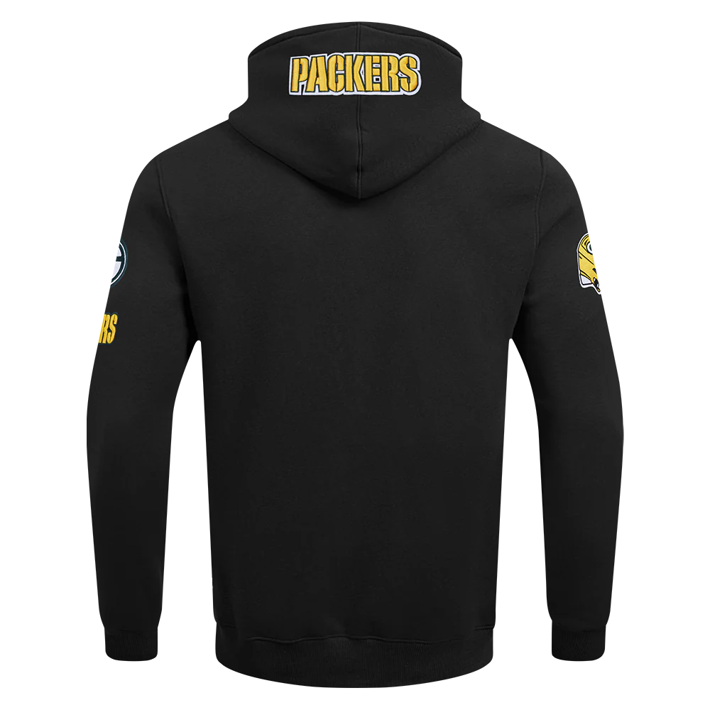 NFL GREEN BAY PACKERS OLD ENGLISH MEN'S PO HOODIE (BLACK) - Image 3