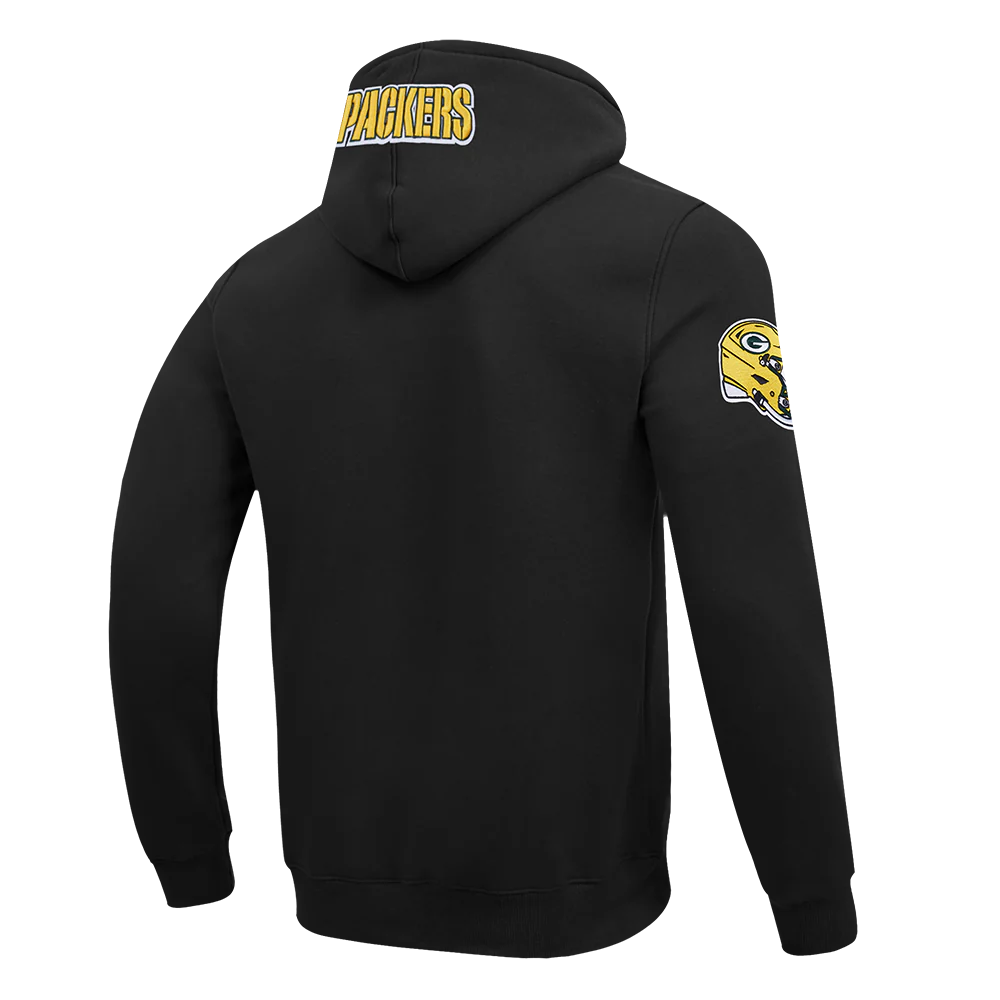 NFL GREEN BAY PACKERS OLD ENGLISH MEN'S PO HOODIE (BLACK) - Image 4