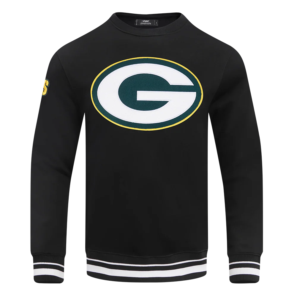 NFL GREEN BAY PACKERS MASHUP MEN'S RIB CREWNECK (BLACK)