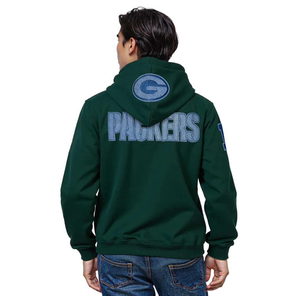 NFL GREEN BAY PACKERS VARSITY BLUES PO HOODIE (FOREST GREEN) - Image 10
