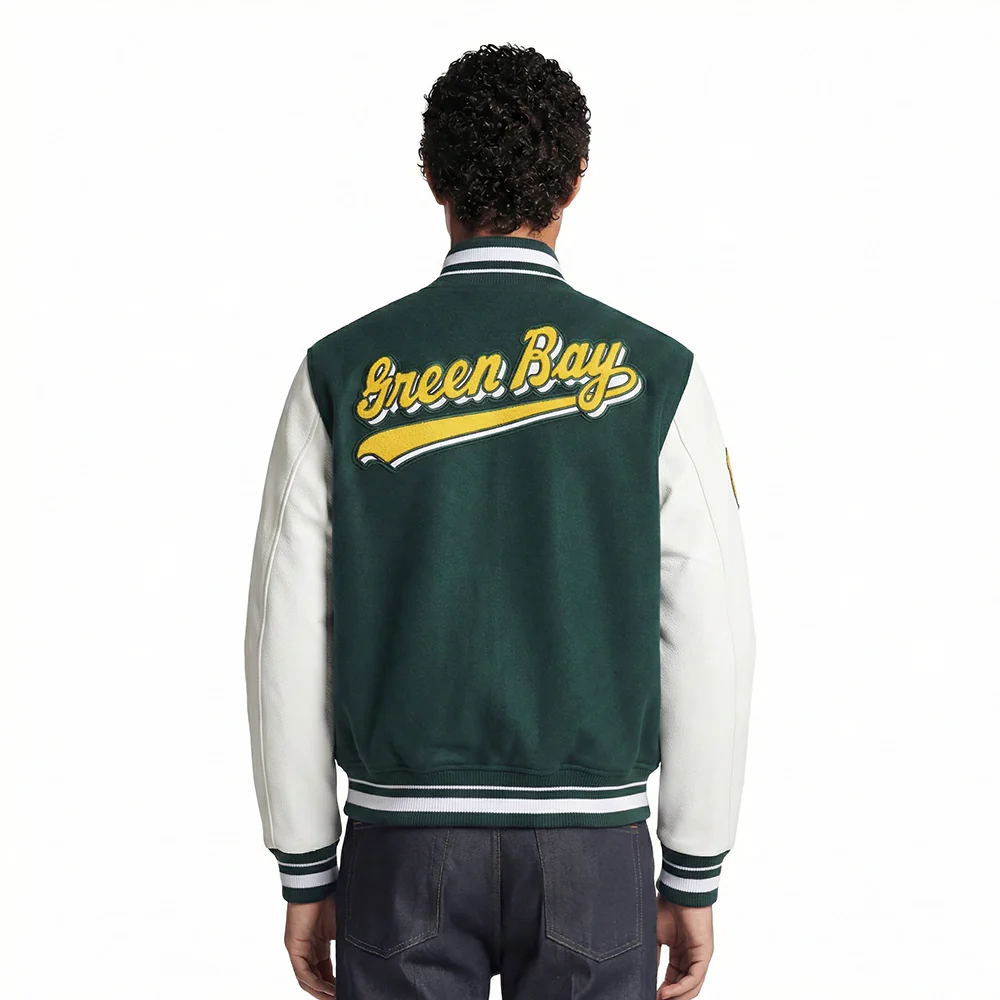 NFL GREEN BAY PACKERS SCRIPT TAIL MEN'S RIB WOOL VARSITY (FOREST GREEN/WHITE) - Image 2