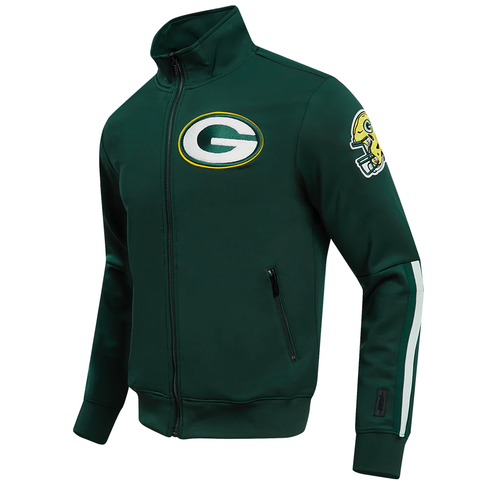 NFL GREEN BAY PACKERS CLASSIC MEN'S DOUBLE KNIT TRACK JACKET (FOREST GREEN) - Image 2