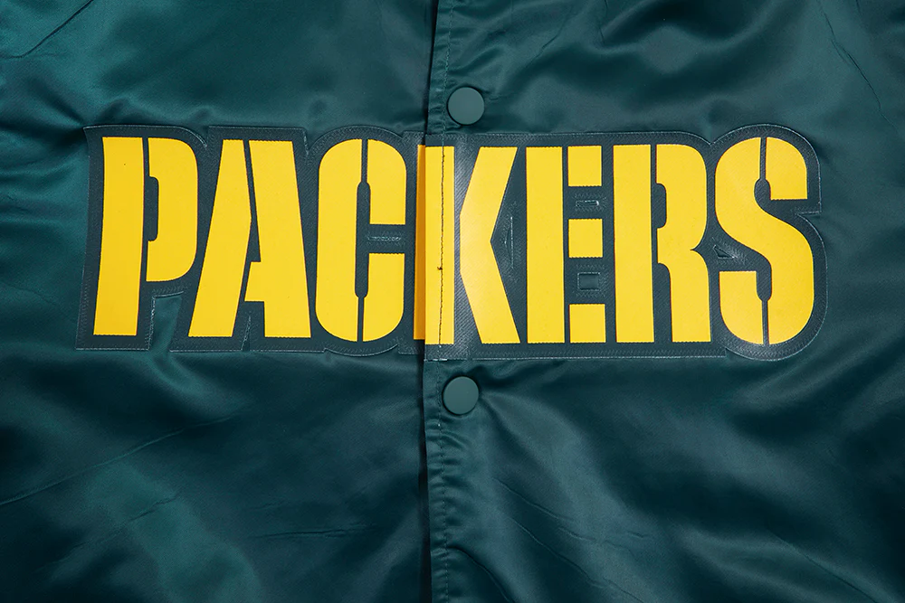 NFL GREEN BAY PACKERS BIG LOGO MEN'S SATIN JACKET (FOREST GREEN) - Image 5