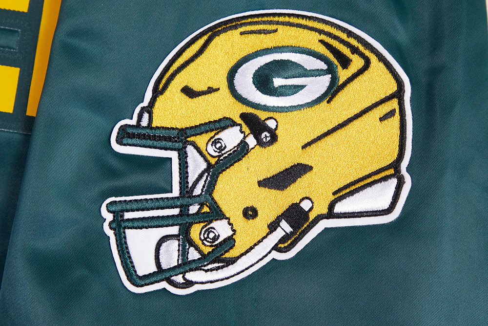 NFL GREEN BAY PACKERS BIG LOGO MEN'S SATIN JACKET (FOREST GREEN) - Image 7