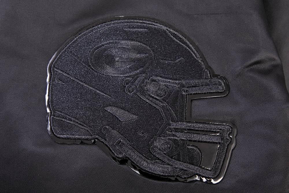 NFL GREEN BAY PACKERS TRIPLE BLACK SATIN JACKET (TRIPLE BLACK) - Image 6