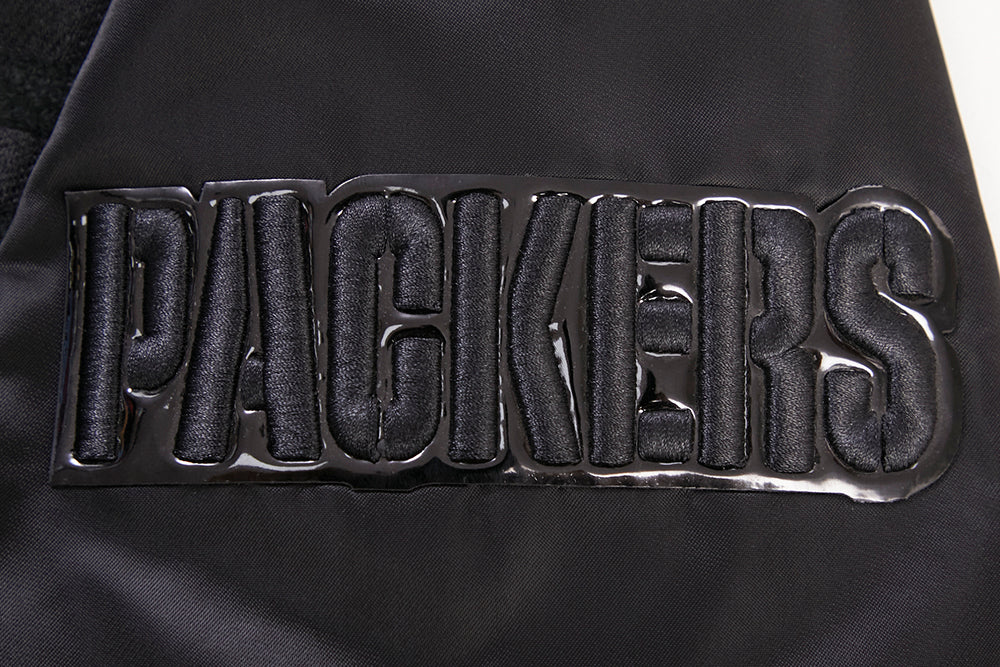 NFL GREEN BAY PACKERS TRIPLE BLACK SATIN JACKET (TRIPLE BLACK) - Image 8