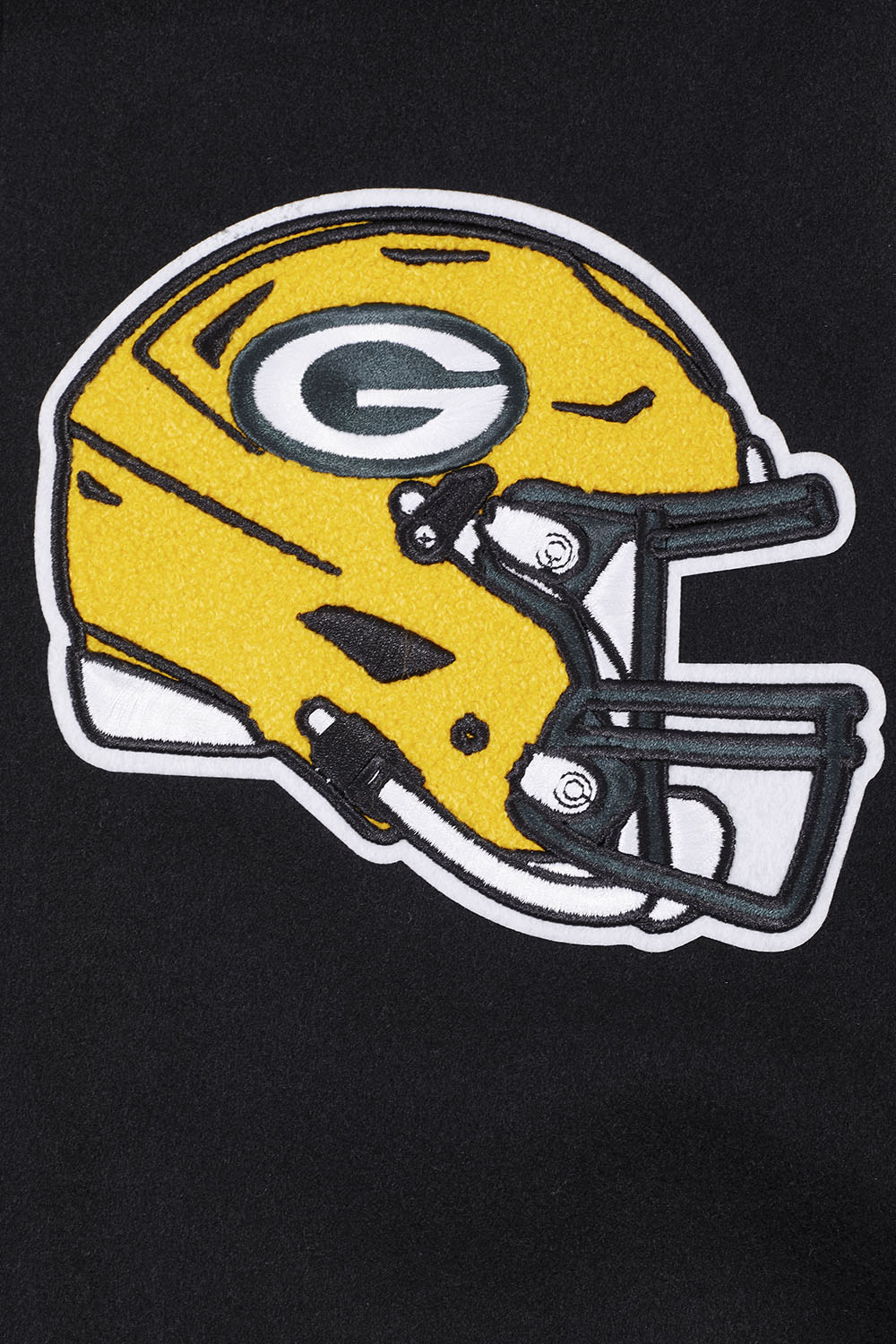 NFL GREEN BAY PACKERS MASHUP MEN'S RIB WOOL VARSITY JACKET (BLACK/WHITE) - Image 7