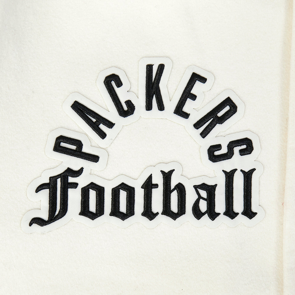 NFL GREEN BAY PACKERS MODERN ORIGINALS MEN'S RIB WOOL VARSITY JACKET (EGGSHELL/ BLACK) - Image 13