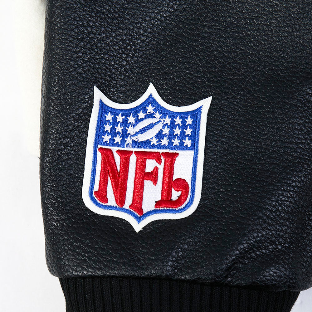 NFL GREEN BAY PACKERS MODERN ORIGINALS MEN'S RIB WOOL VARSITY JACKET (EGGSHELL/ BLACK) - Image 8