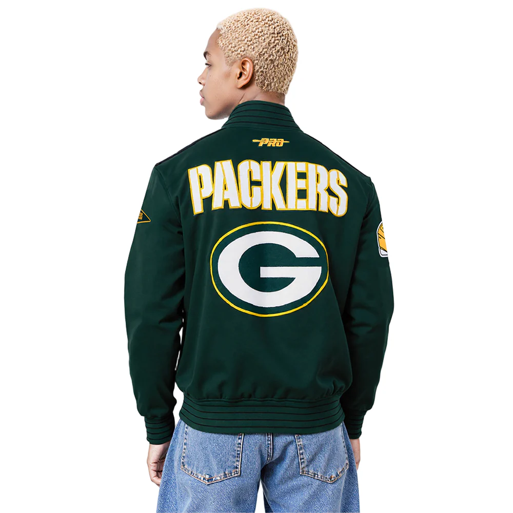 NFL GREEN BAY PACKERS PRO GAME DAY MEN'S DBL KNIT JACKET (FOREST GREEN/BLACK/WHITE) - Image 12