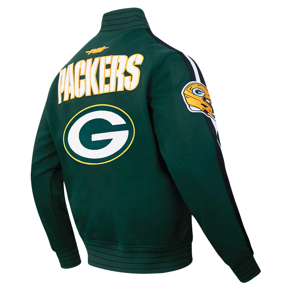 NFL GREEN BAY PACKERS PRO GAME DAY MEN'S DBL KNIT JACKET (FOREST GREEN/BLACK/WHITE) - Image 4