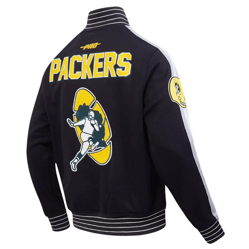 NFL GREEN BAY PACKERS PRO GAME DAY MEN'S RETRO JACKET (BLACK/SILVER/WHITE) - Image 13