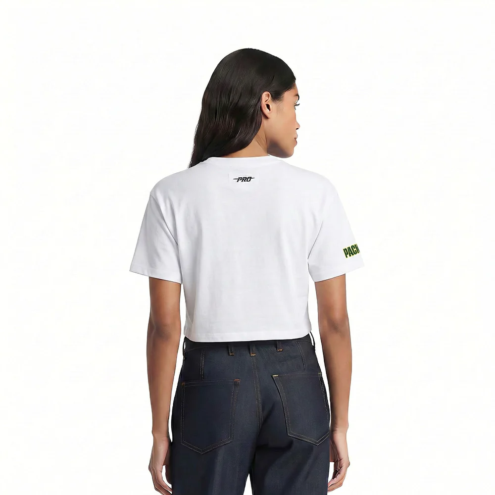 NFL GREEN BAY PACKERS SCRIPT TAIL WOMEN'S SJ BOXY TEE (WHITE) - Image 2