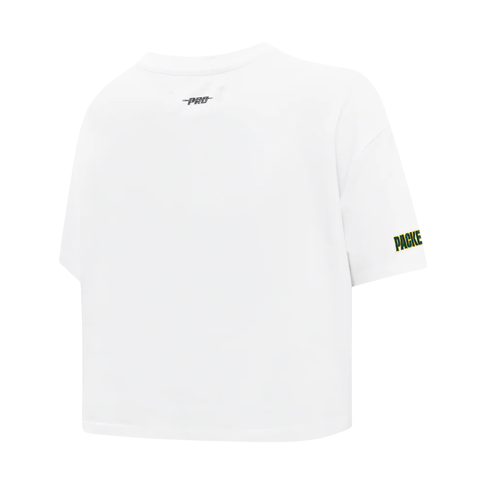 NFL GREEN BAY PACKERS SCRIPT TAIL WOMEN'S SJ BOXY TEE (WHITE) - Image 8