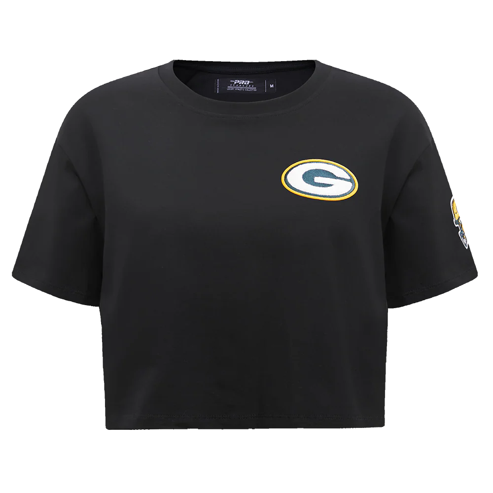 NFL GREEN BAY PACKERS CLASSIC WOMEN'S SINGLE JERSEY BOXY TEE (BLACK)