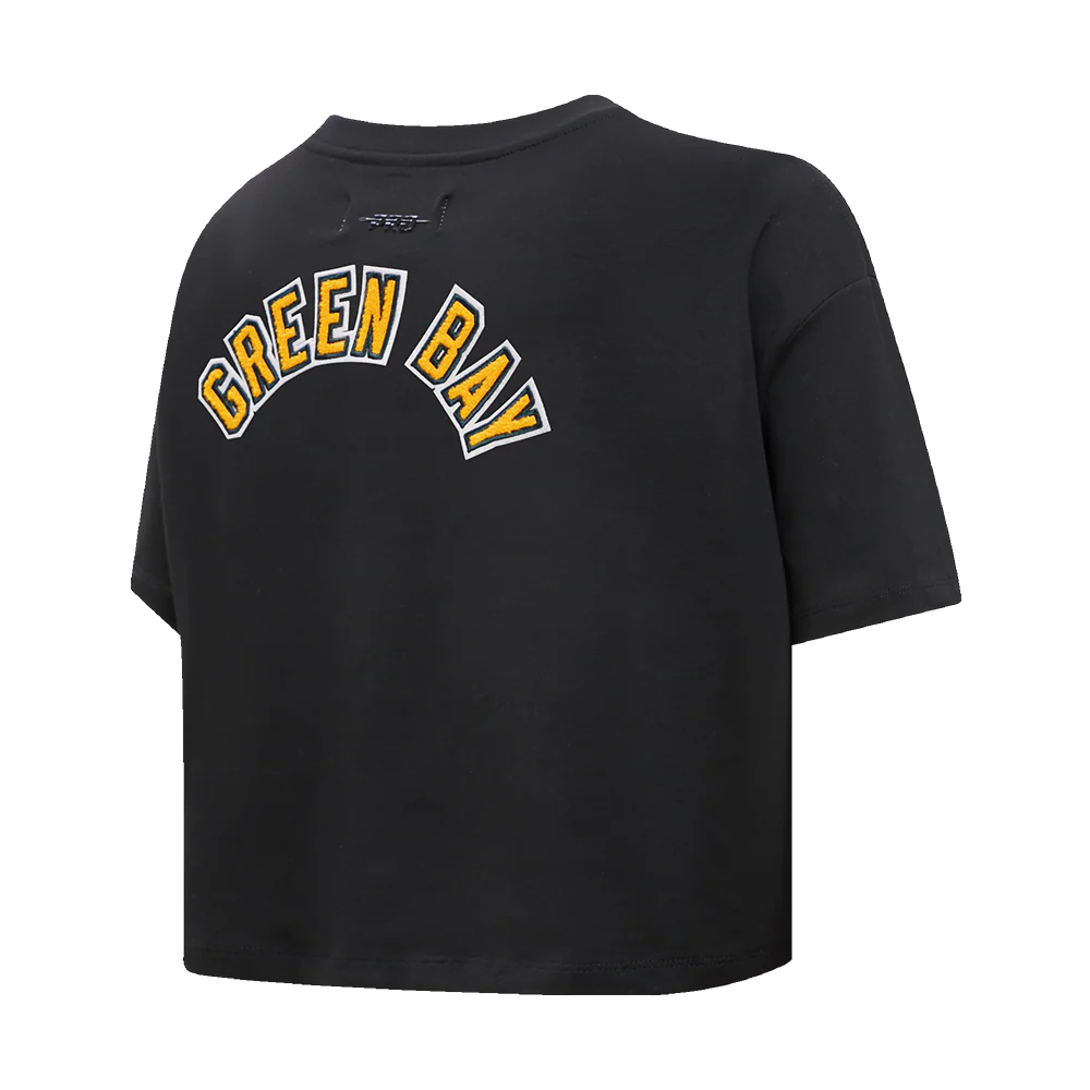 NFL GREEN BAY PACKERS CLASSIC WOMEN'S SINGLE JERSEY BOXY TEE (BLACK) - Image 3