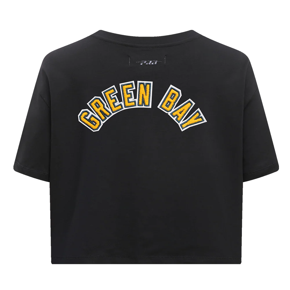 NFL GREEN BAY PACKERS CLASSIC WOMEN'S SINGLE JERSEY BOXY TEE (BLACK) - Image 4