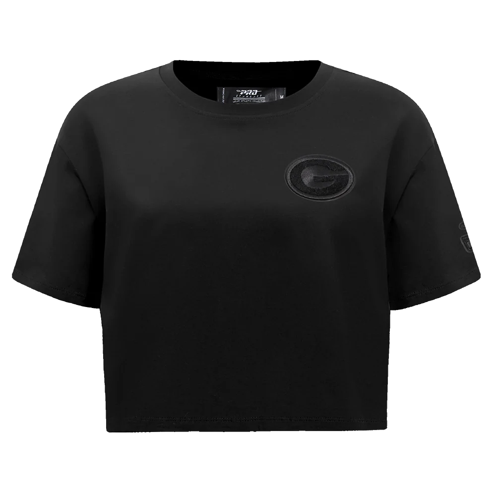 NFL GREEN BAY PACKERS TRIPLE BLACK WOMEN'S SINGLE JERSEY BOXY TEE (TRIPLE BLACK WOMEN'S)