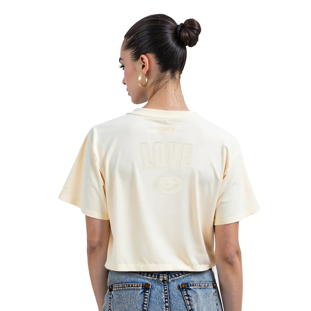 NFL GREEN BAY PACKERS JORDAN LOVE #10 NEUTRAL WOMEN'S SJ BOXY TEE (EGGSHELL) - Image 2