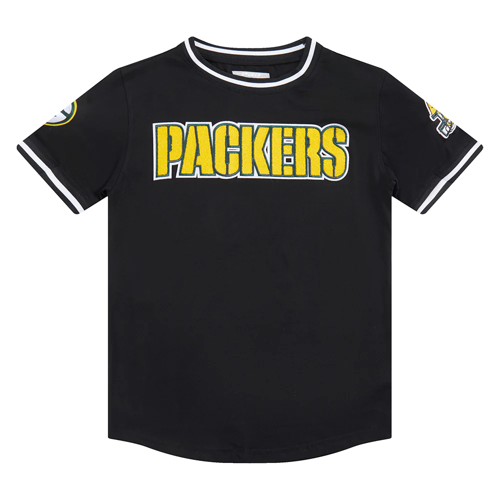 NFL GREEN BAY PACKERS CLASSIC BIG BOYS SHORT SLEEVE STRIPED RIB TEE (BLACK) - Image 3