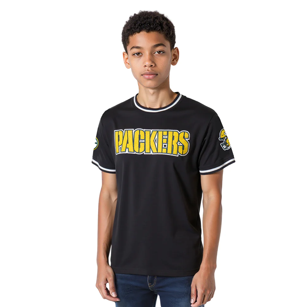 NFL GREEN BAY PACKERS CLASSIC BIG BOYS SHORT SLEEVE STRIPED RIB TEE (BLACK) - Image 9