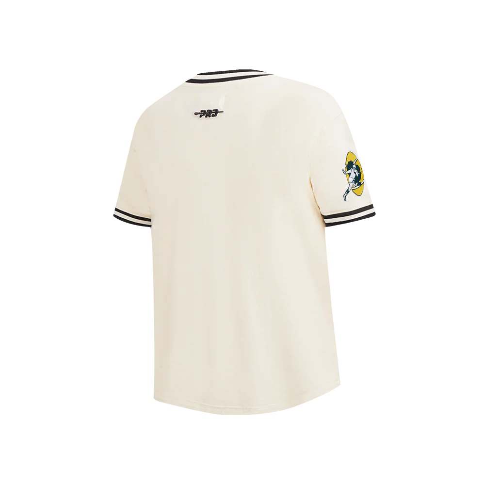 NFL GREEN BAY PACKERS RETRO CLASSIC BIG BOY'S SS STRIPED RIB TEE (EGGSHELL/ BLACK) - Image 4