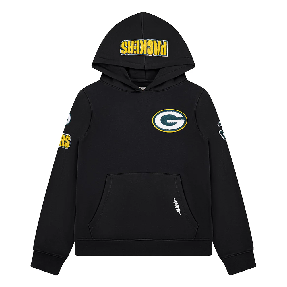 NFL GREEN BAY PACKERS CLASSIC BIG BOYS FLEECE PULLOVER HOODIE (BLACK) - Image 11