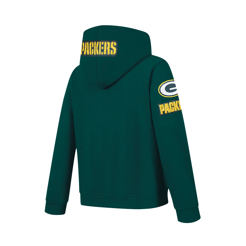 NFL GREEN BAY PACKERS CLASSIC BIG BOY'S FLC FZ PO HOODIE (FOREST GREEN) - Image 4