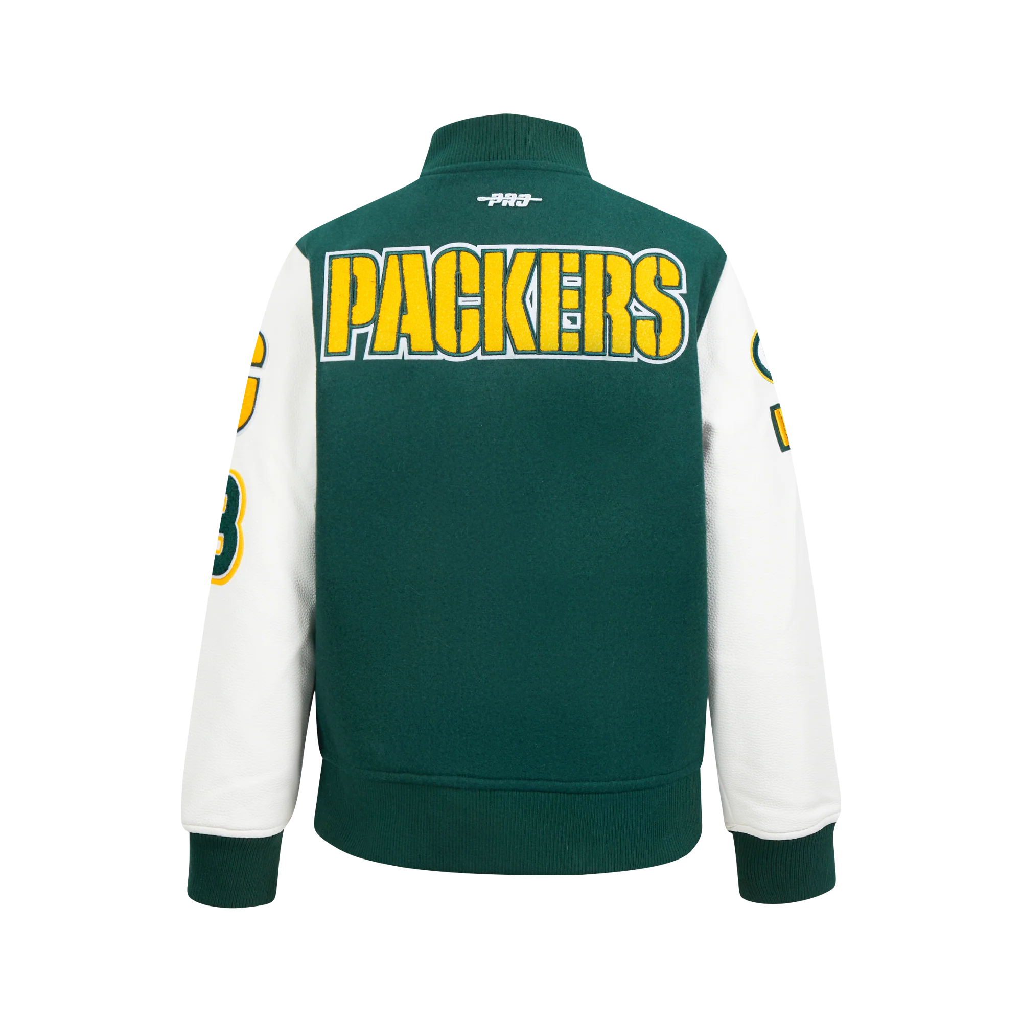 NFL GREEN BAY PACKERS CLASSIC BIG BOY'S WOOL VARSITY JACKET (FOREST GREEN/WHITE) - Image 3