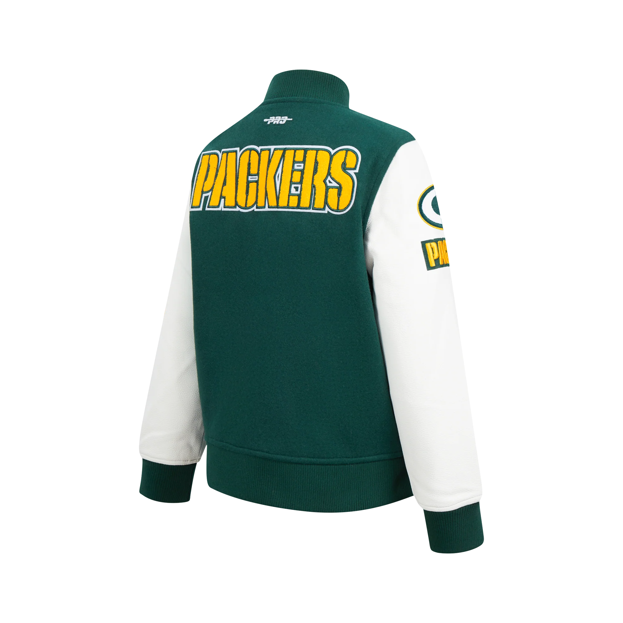 NFL GREEN BAY PACKERS CLASSIC BIG BOY'S WOOL VARSITY JACKET (FOREST GREEN/WHITE) - Image 4