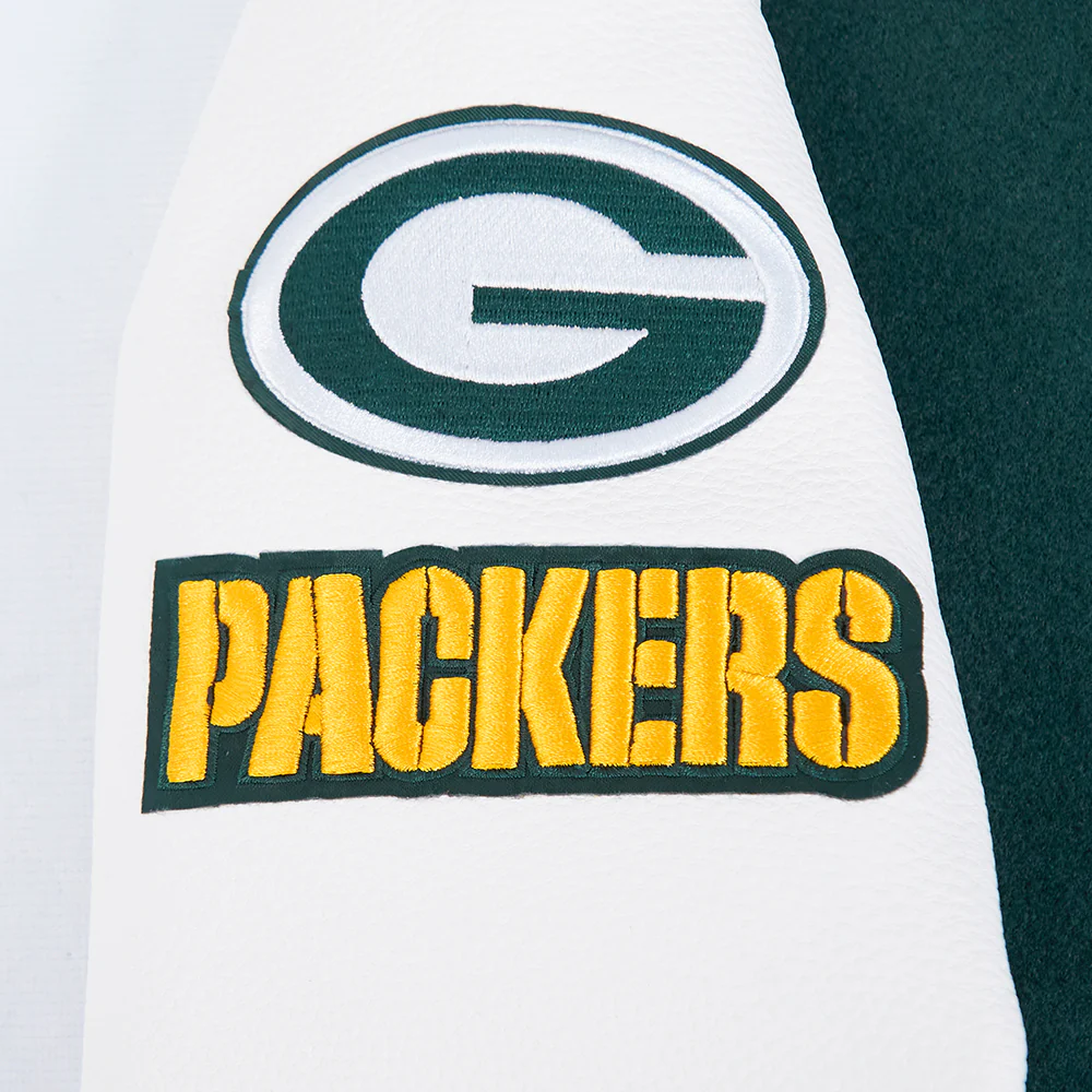 NFL GREEN BAY PACKERS CLASSIC BIG BOY'S WOOL VARSITY JACKET (FOREST GREEN/WHITE) - Image 7