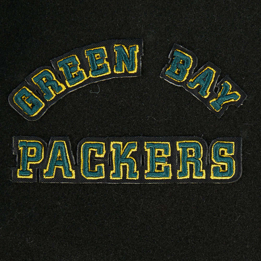 NFL GREEN BAY PACKERS RETRO CLASSIC BIG BOYS RIB WOOL VARSITY JACKET (BLACK) - Image 12
