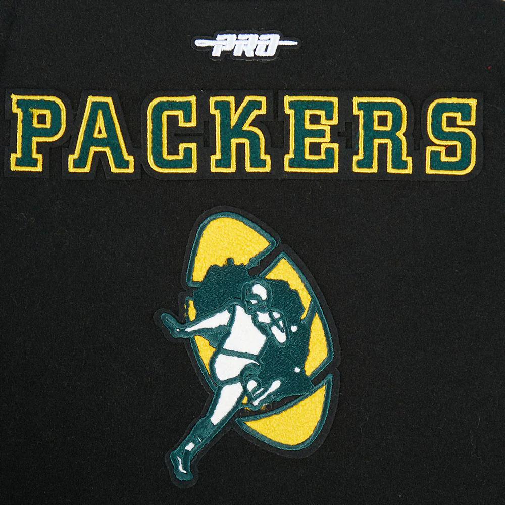 NFL GREEN BAY PACKERS RETRO CLASSIC BIG BOYS RIB WOOL VARSITY JACKET (BLACK) - Image 19