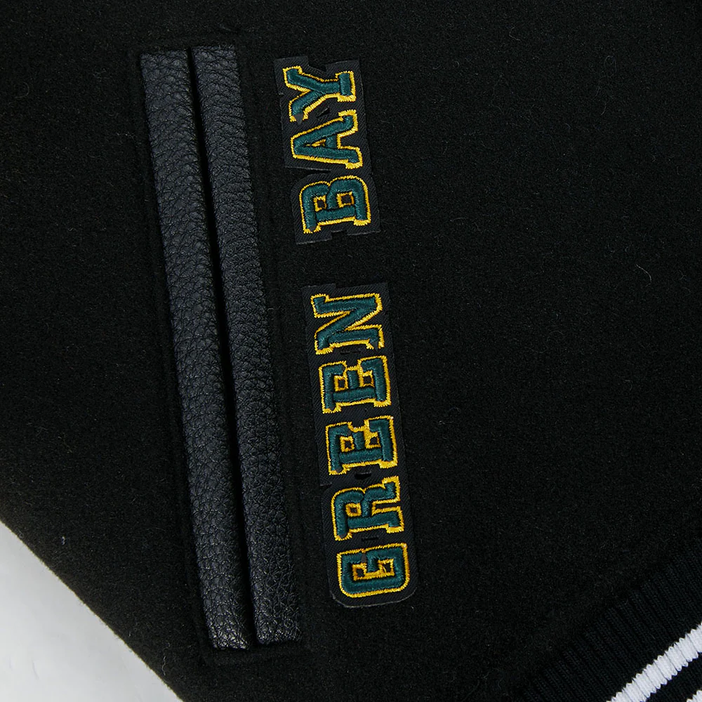 NFL GREEN BAY PACKERS RETRO CLASSIC BIG BOYS RIB WOOL VARSITY JACKET (BLACK) - Image 21