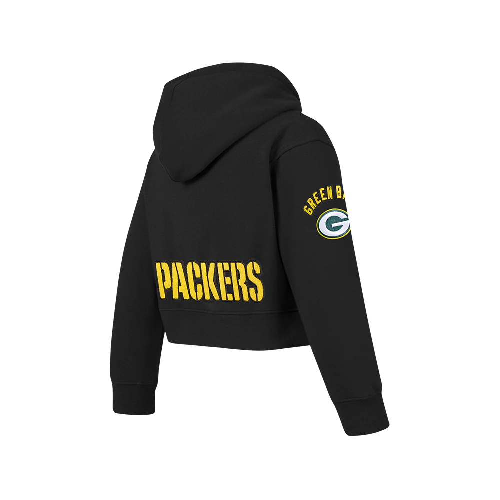 NFL GREEN BAY PACKERS CLASSIC BIG GIRLS FLEECE FULL ZIP HOODIE (BLACK) - Image 6