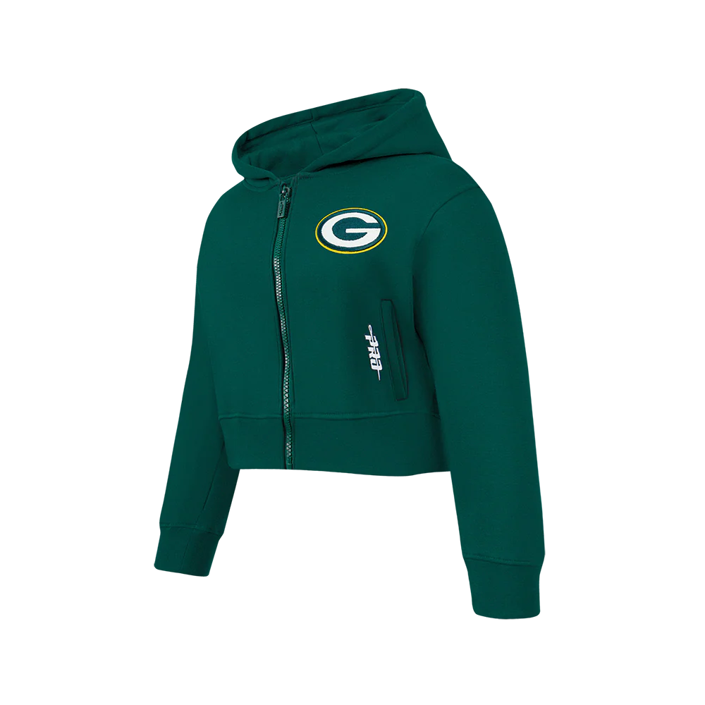 NFL GREEN BAY PACKERS CLASSIC BIG GIRL'S FLC FZ HOODIE (FOREST GREEN) - Image 3