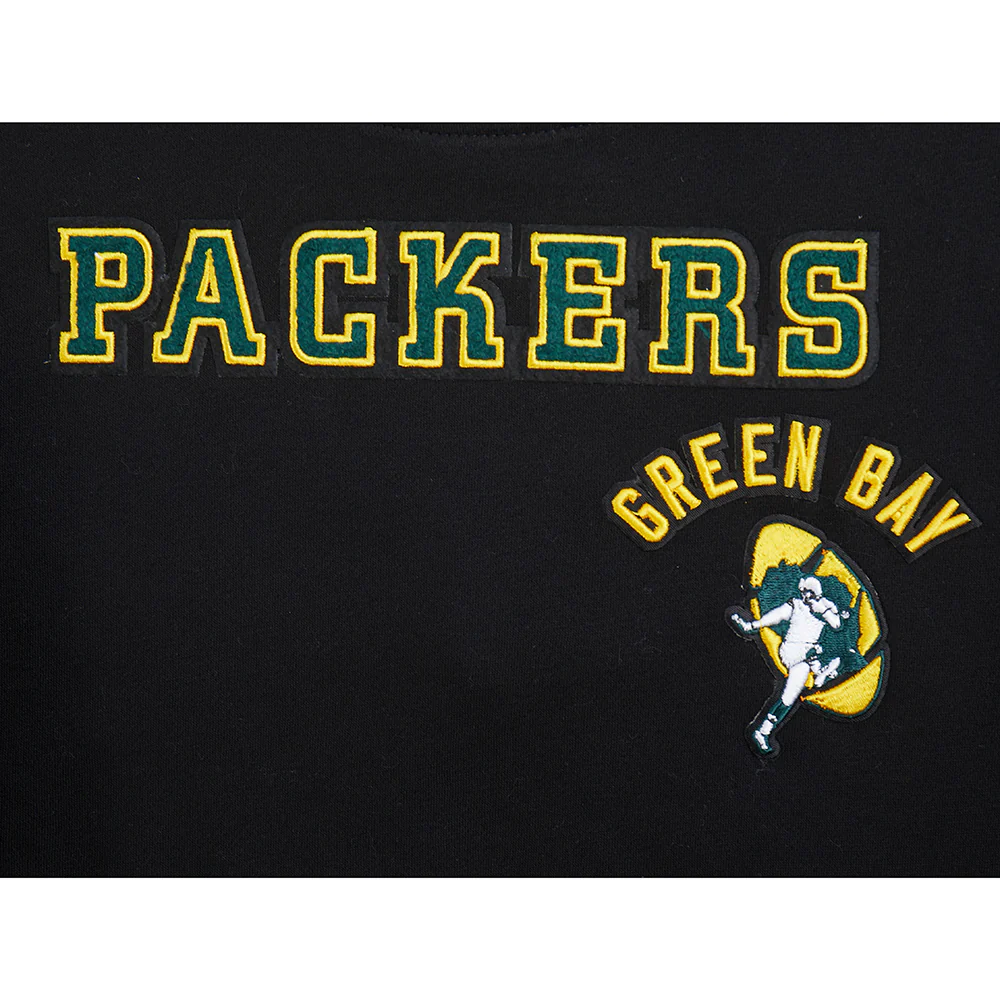 NFL GREEN BAY PACKERS RETRO CLASSIC BIG GIRLS RIB FLEECE CREWNECK (BLACK) - Image 8