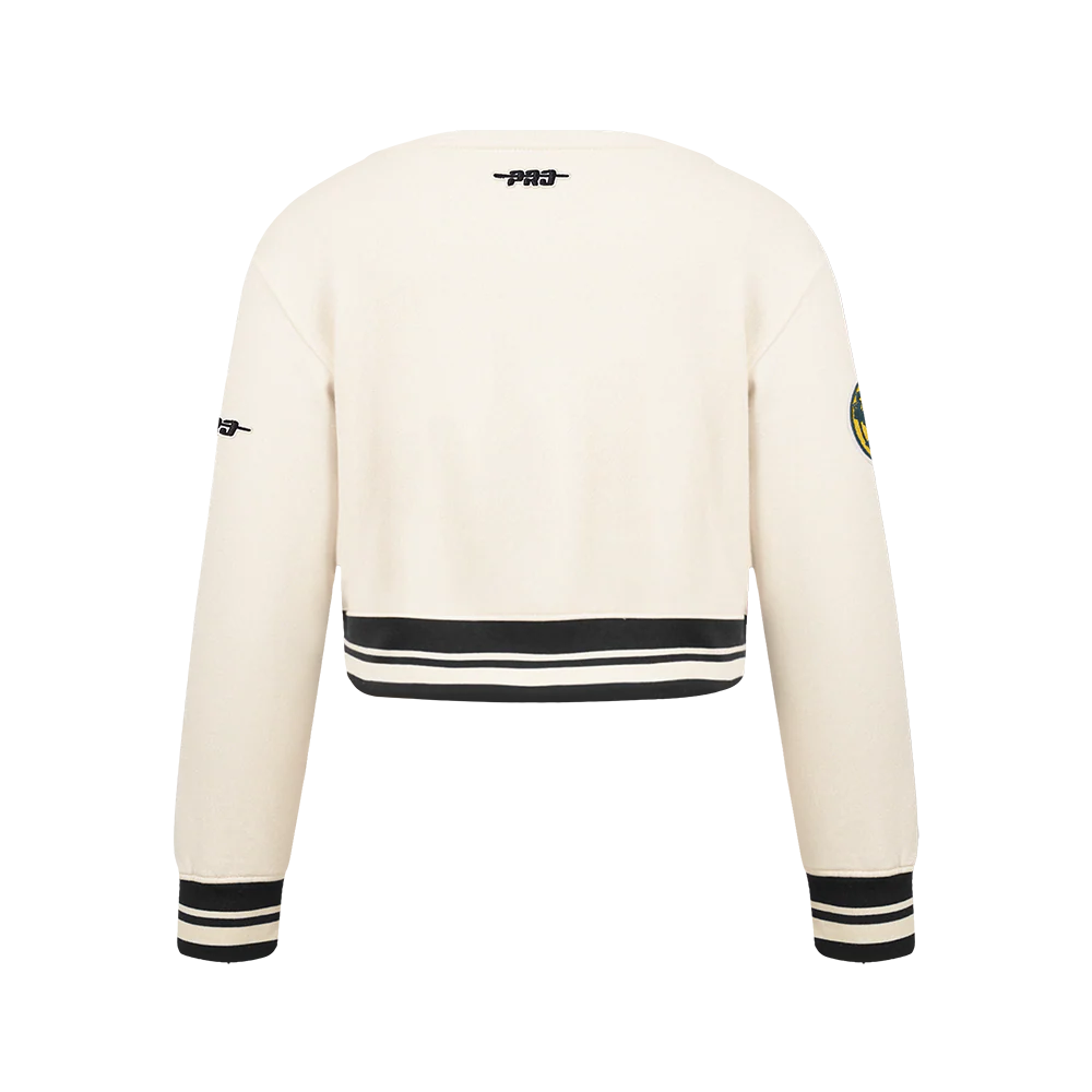 NFL GREEN BAY PACKERS RETRO CLASSIC BIG GIRL'S RIB FLC CREWNECK (EGGSHELL/ BLACK) - Image 3