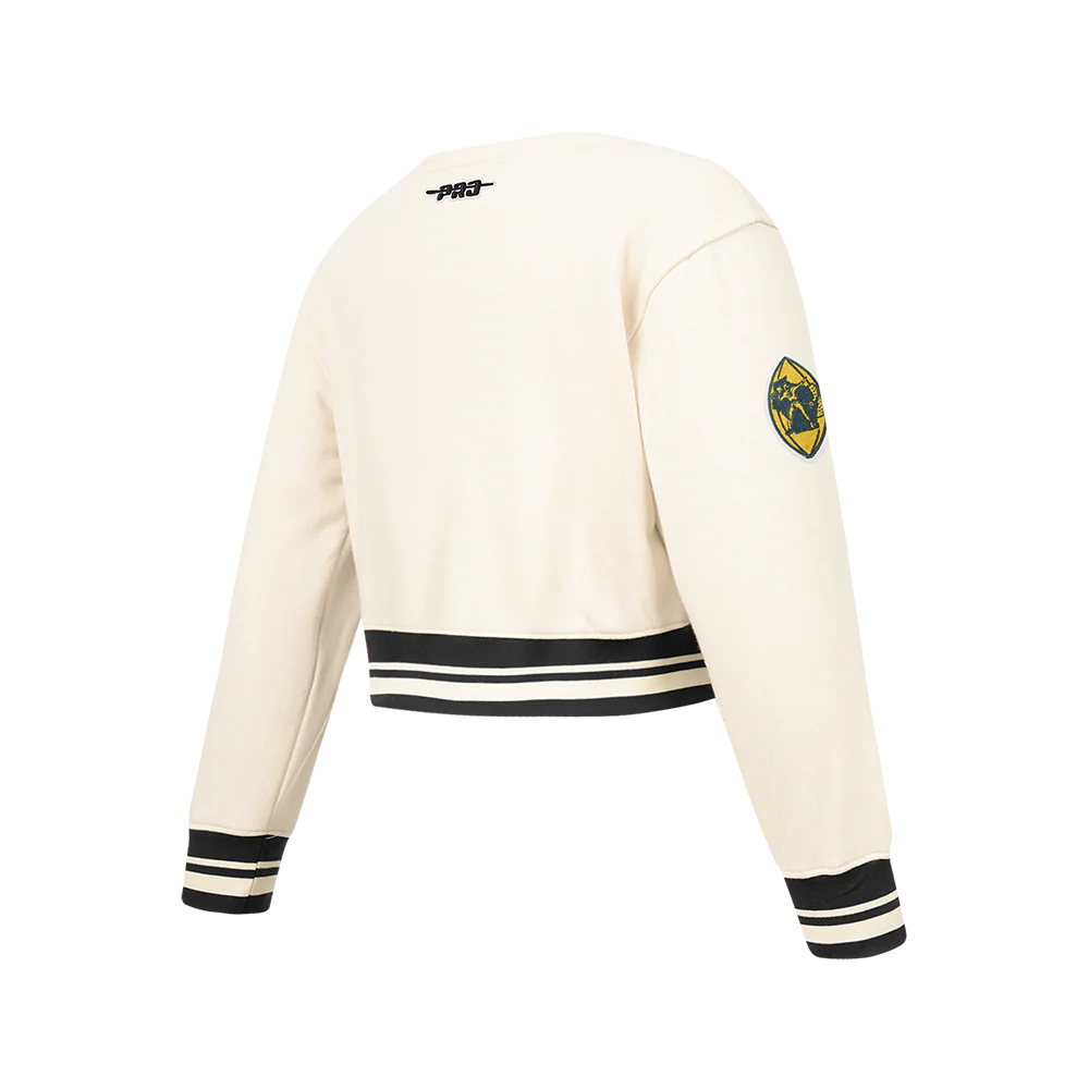 NFL GREEN BAY PACKERS RETRO CLASSIC BIG GIRL'S RIB FLC CREWNECK (EGGSHELL/ BLACK) - Image 4