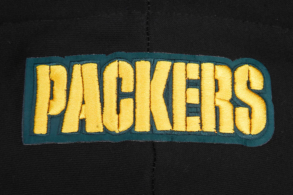 NFL GREEN BAY PACKERS SCRIPT TAIL WOMEN'S RIB FLC CROPPED PO HOODIE (BLACK) - Image 9