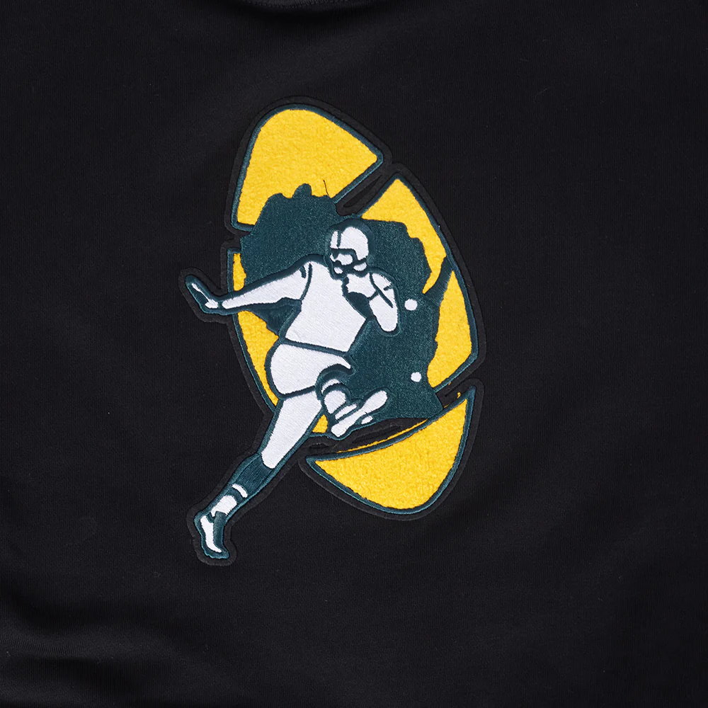 NFL GREEN BAY PACKERS RETRO CLASSIC WOMEN'S RIB CROPPED PO HOODIE (BLACK) - Image 5