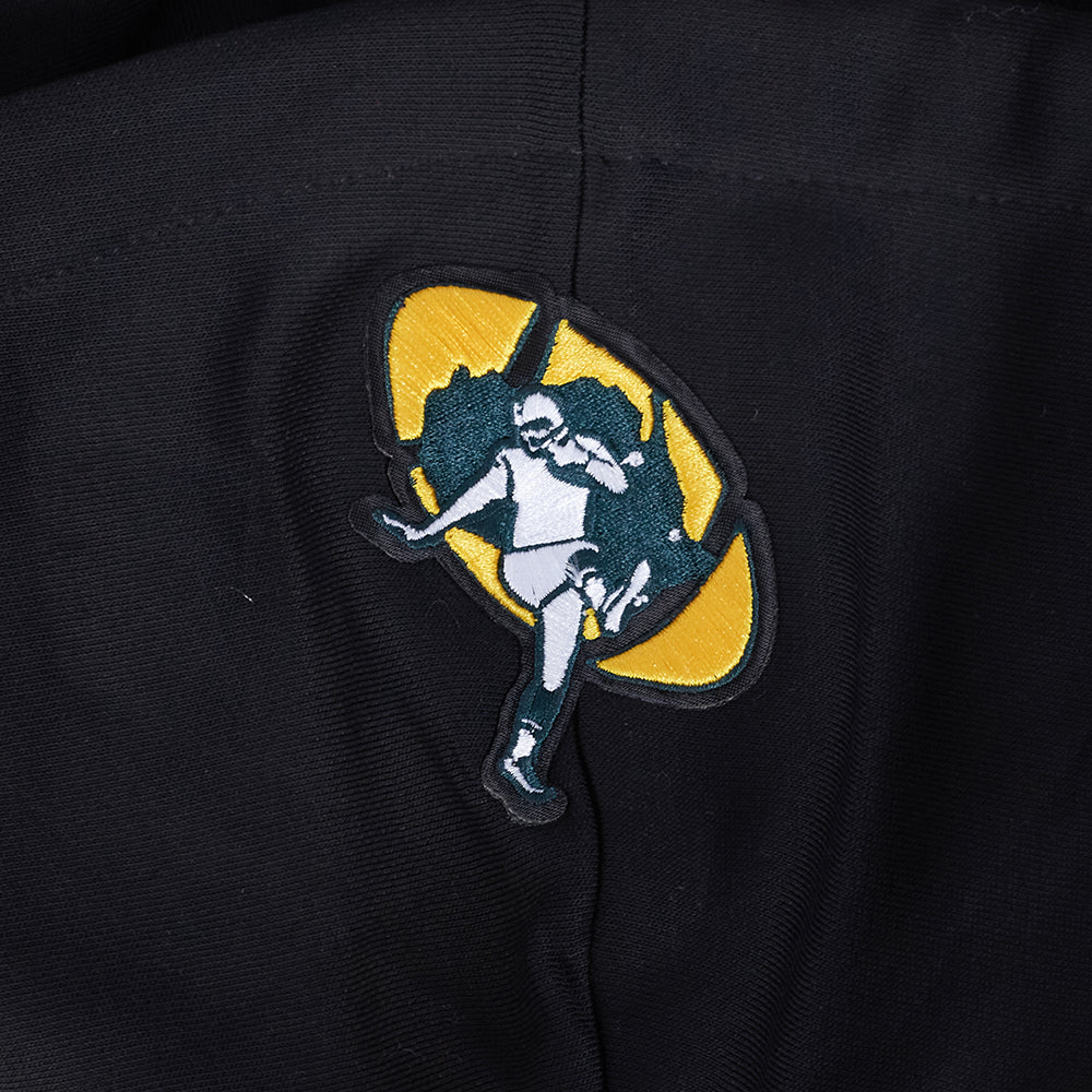 NFL GREEN BAY PACKERS RETRO CLASSIC WOMEN'S RIB CROPPED PO HOODIE (BLACK) - Image 7