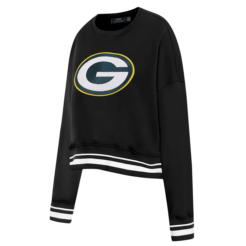 NFL GREEN BAY PACKERS MASHUP WOMEN'S RIB CREWNECK (BLACK) - Image 2