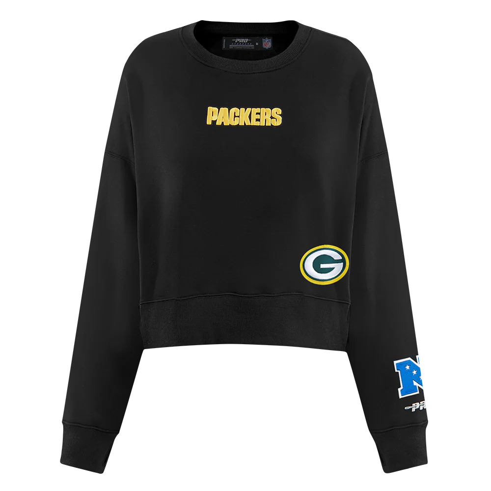 NFL GREEN BAY PACKERS WINGSPAN WOMEN'S FLC CREWNECK (BLACK) - Image 3