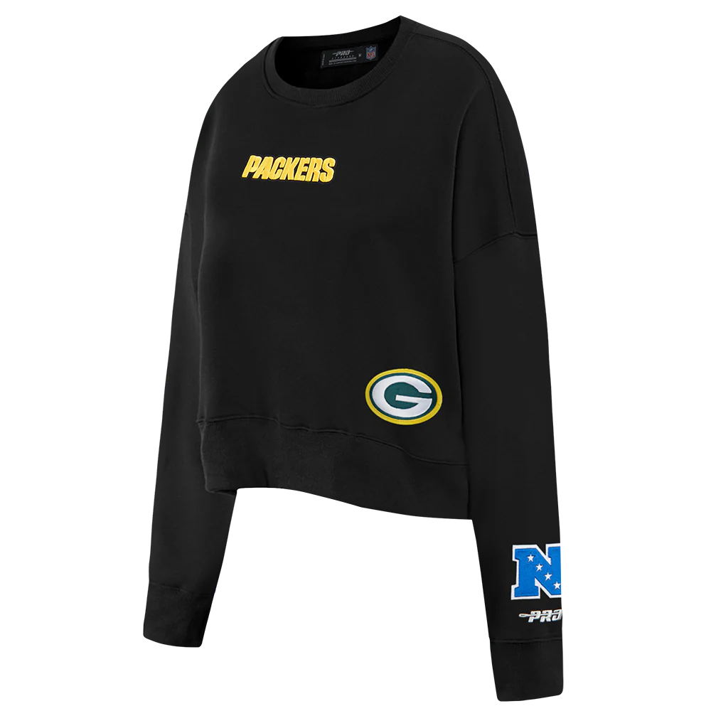 NFL GREEN BAY PACKERS WINGSPAN WOMEN'S FLC CREWNECK (BLACK) - Image 4