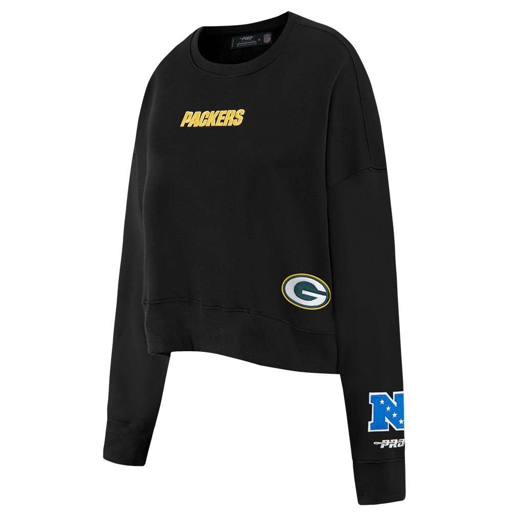 NFL GREEN BAY PACKERS WINGSPAN WOMEN'S FLC CREWNECK (BLACK) - Image 5